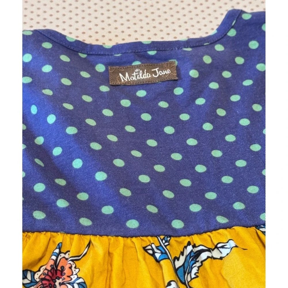 Matilda Jane Girls Tiered Floral Polka Dot Dress Be Brave Size 2 Sleeveless